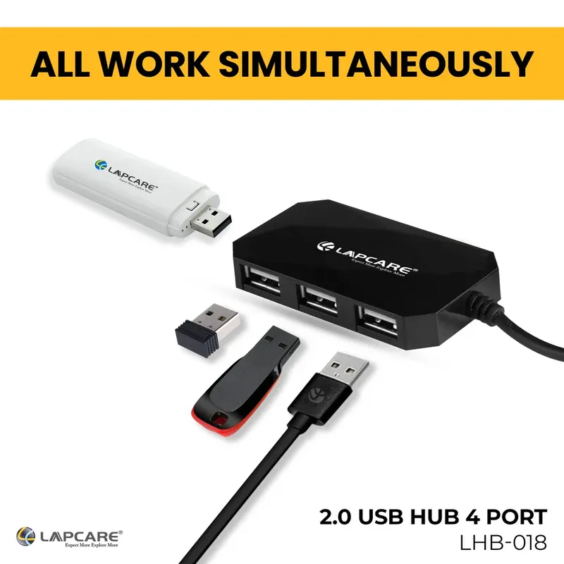 4 Port 2 USB Hub with 1.5M Cable, all 4 port work together.2.webp
