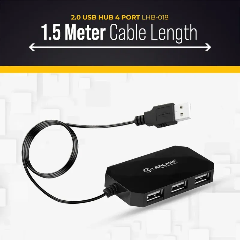 4 Port 2 USB Hub with 1.5M Cable, all 4 port work together.4.webp