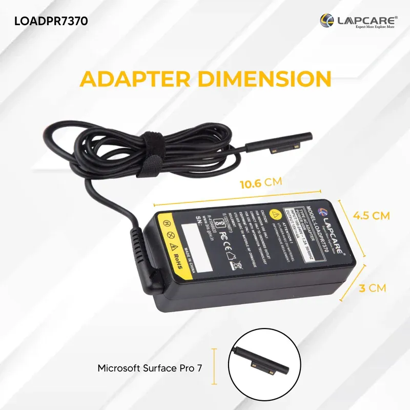 LapcareLaptop adaptor Compatible for Microsoft Surface Pro-3 60W 15V/4A 5.0