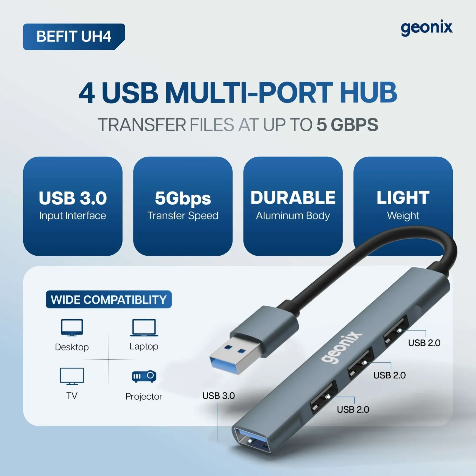 GEONIX Befit UH4 4 in 1 USB Hub USB 3.0 Multiport Adapter