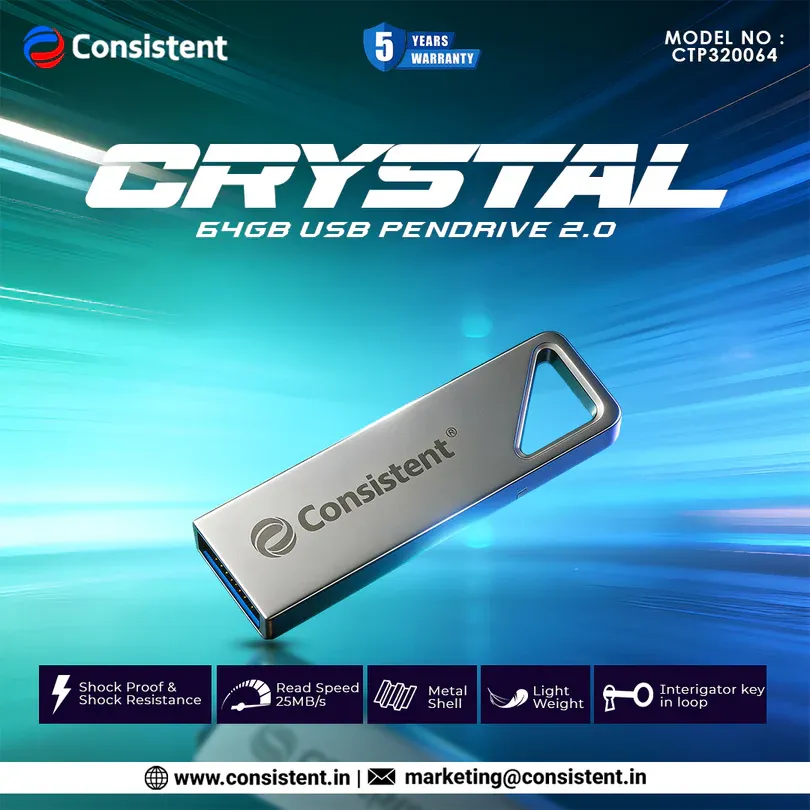 CONSISTENT 2.0 CRYSTAL USB PEN DRIVE 64GB