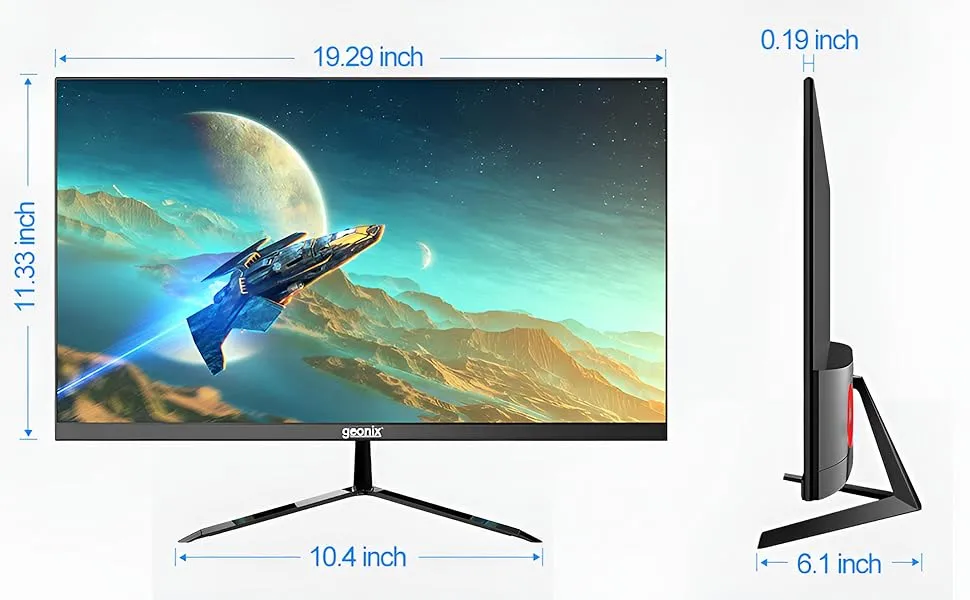 GEONIX 22 Inch PC Monitor, GXTF - WVHDF22 ,FHD IPS 1920x1080P Monitor 75Hz 100% sRGB 178° Wide Viewing Angle PC Monitor, HDMI VGA Port, Low Blue Light Desktop, 3 Years Warranty.